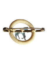 Load image into Gallery viewer, 1940s Cream and Blue Make Do and Mend Wirework Horse Brooch

