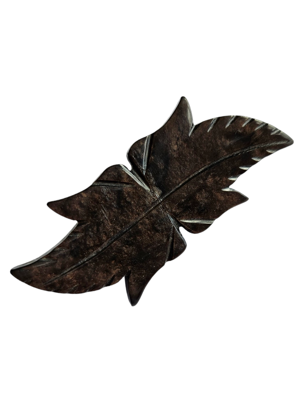 1940s Brown Galalith Leaf Brooch