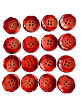 Load image into Gallery viewer, 1940s Chunky Peach/Red Marbled Flower Buttons
