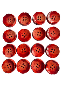 1940s Chunky Peach/Red Marbled Flower Buttons