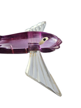 Load image into Gallery viewer, 1940s Rare Purple Lucite Flying Fish Brooch
