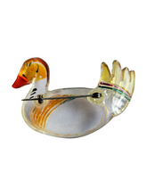 Load image into Gallery viewer, 1940s Carved Painted Lucite Duck Brooch
