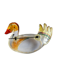 1940s Carved Painted Lucite Duck Brooch