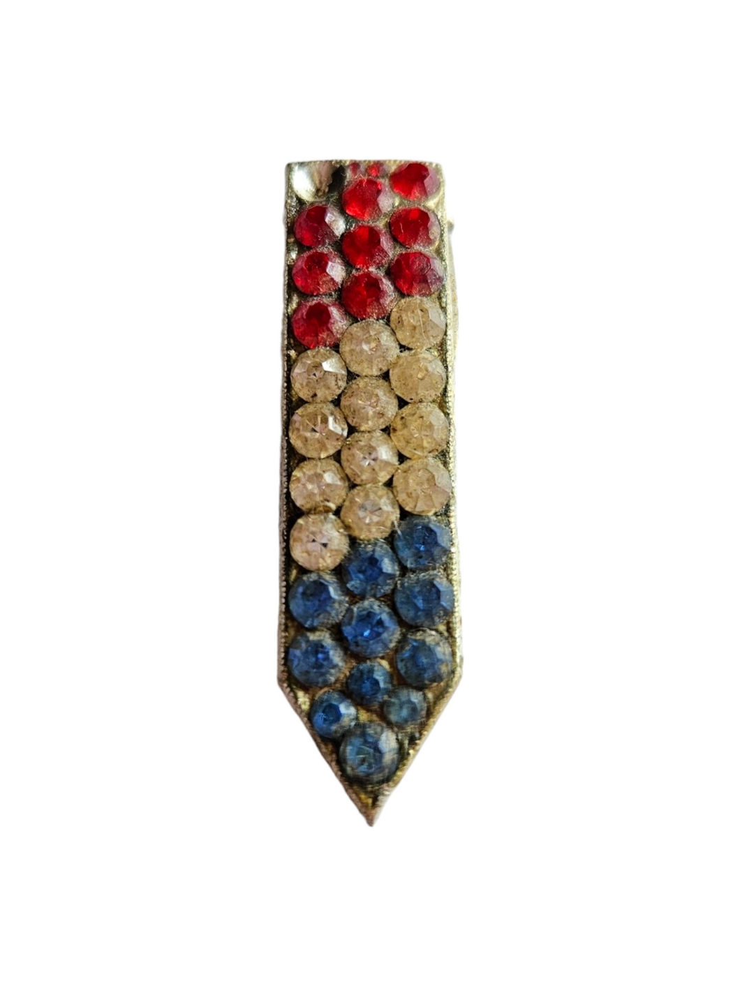 1940s Red, White and Blue Rhinestone Dress Clip