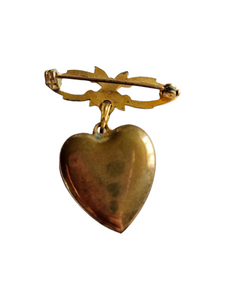 1940s World War Two V For Victory Heart Brooch