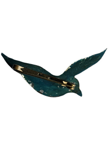 1940s Reverse Carved Lucite Painted Bird Brooch