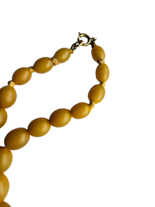 1940s Olive Bead Shape Galalith Necklace