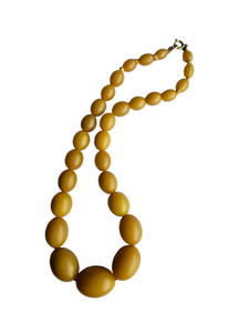 1940s Olive Bead Shape Galalith Necklace