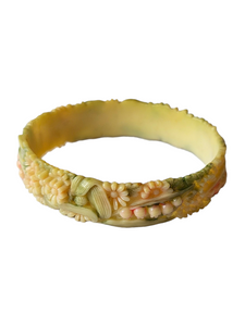 1940s Painted Celluloid Flower Bangle