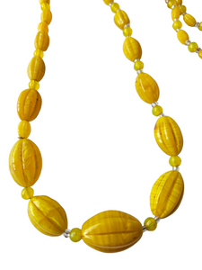 1920s/1930s Art Deco Bright Yellow Glass Necklace