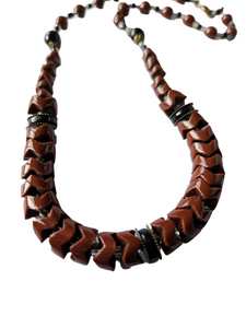 1930s Czech Brown And Black Glass Necklace