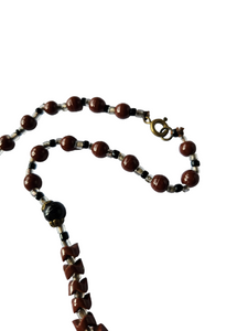 1930s Czech Brown And Black Glass Necklace