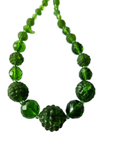 Load image into Gallery viewer, 1920s Textured Green Glass Necklace
