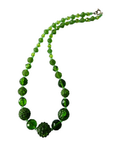 Load image into Gallery viewer, 1920s Textured Green Glass Necklace
