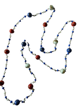 Load image into Gallery viewer, 1940s Red, White and Blue Round Bead Glass Wire Necklace
