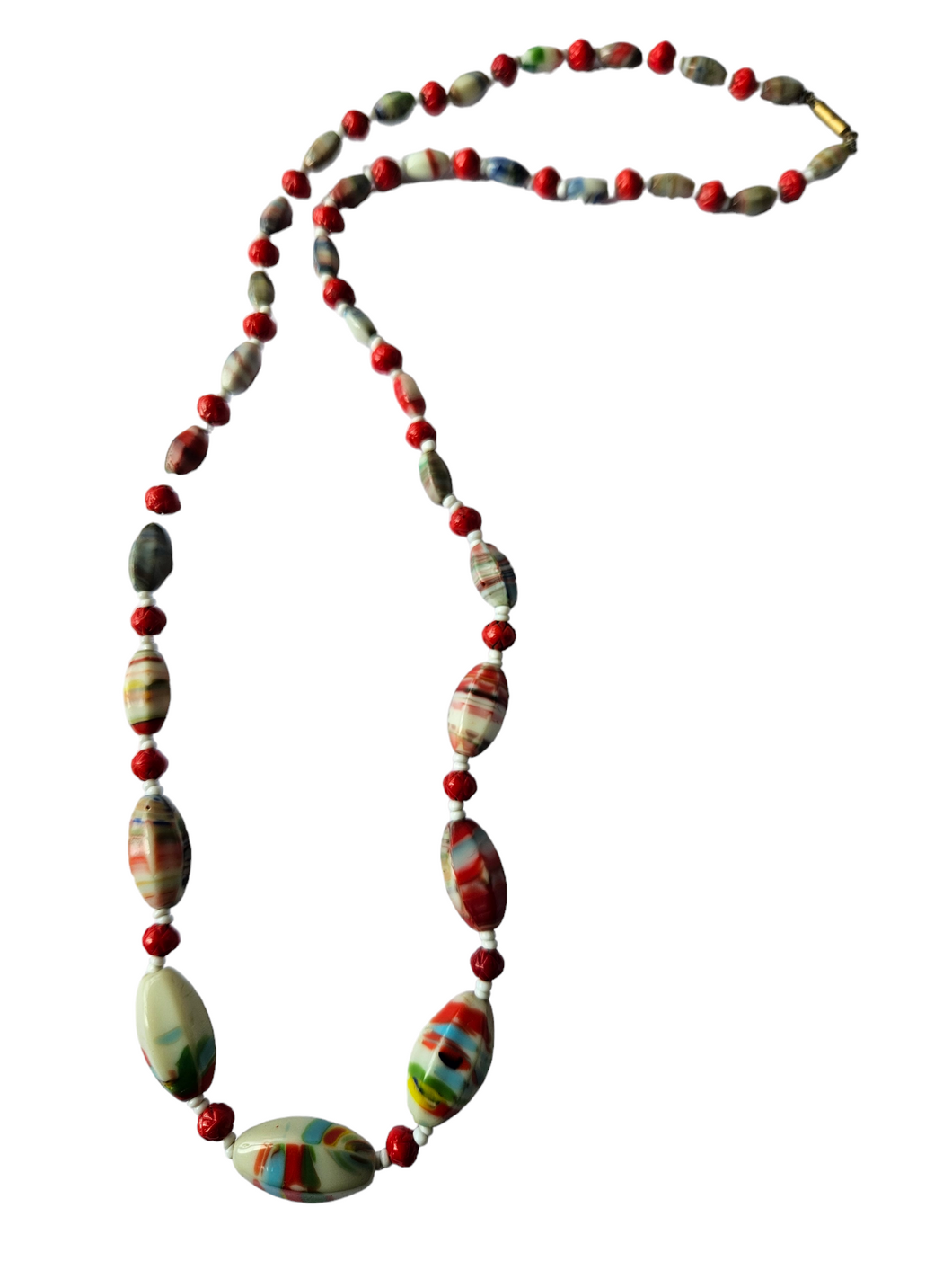 1930s Multicoloured Millefiori Glass Necklace
