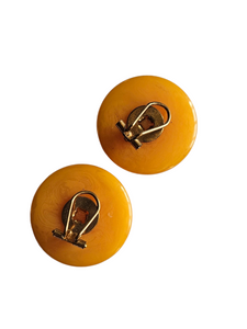 1940s/1950s French Marbled Butterscotch Bakelite Earrings