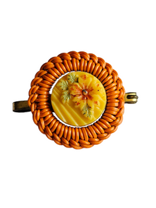 1940s Make Do and Mend Orange Wirework Brooch