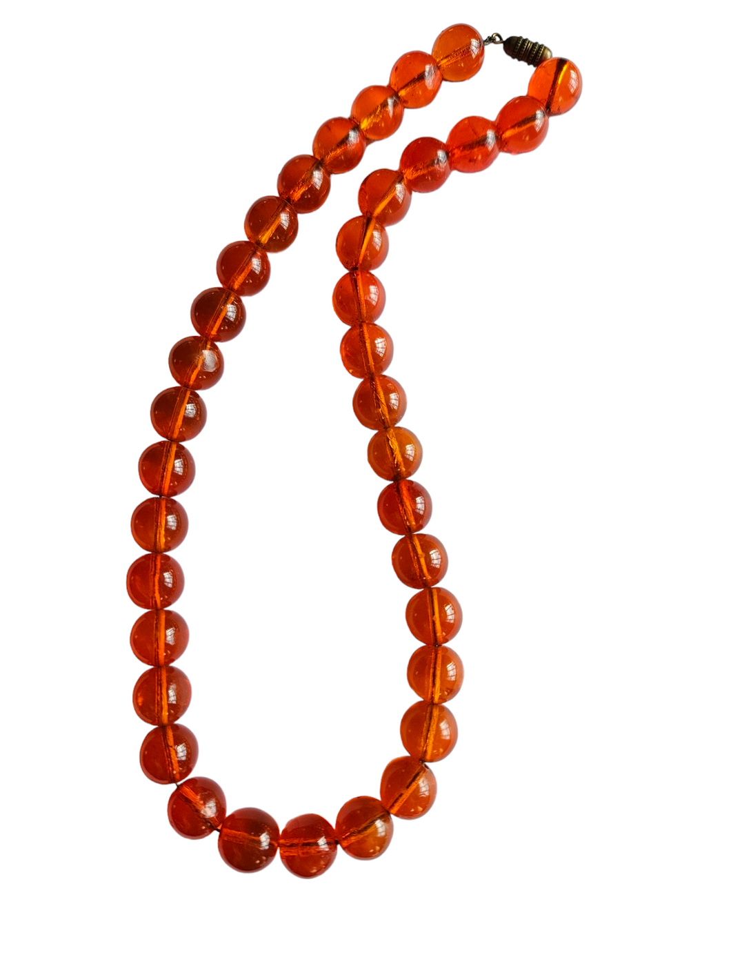 1930s Bright Orange Glass Necklace