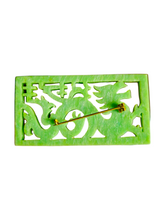 Load image into Gallery viewer, 1930s Green Carved Galalith Chinese Dragon Brooch
