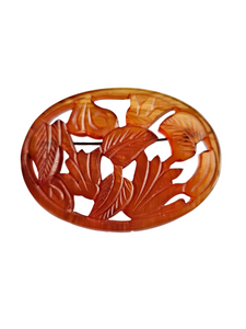 1940s Carved Bakelite Orange Leaf Brooch