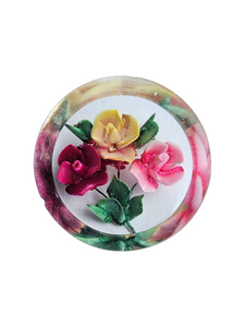 1940s Multicoloured Reverse Carved Lucite Brooch