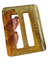Load image into Gallery viewer, 1950s Apple Juice Carved Confetti Lucite Buckle
