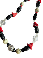 Load image into Gallery viewer, 1930s Czech Black, Red and White Uranium Glass Necklace
