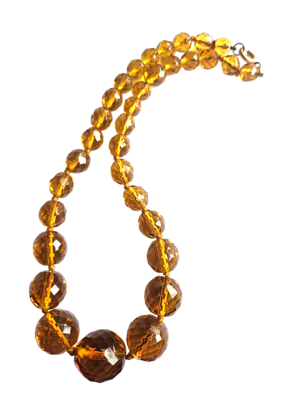 1930s Chunky Orange Faceted Glass Necklace