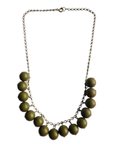 Load image into Gallery viewer, 1940s Dark Olive Green Galalith Bead Necklace
