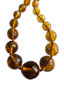 1930s Chunky Orange Faceted Glass Necklace