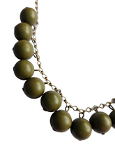Load image into Gallery viewer, 1940s Dark Olive Green Galalith Bead Necklace
