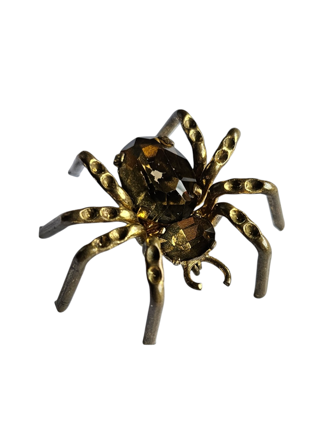 1930s Czech Brown Glass Spider Brooch