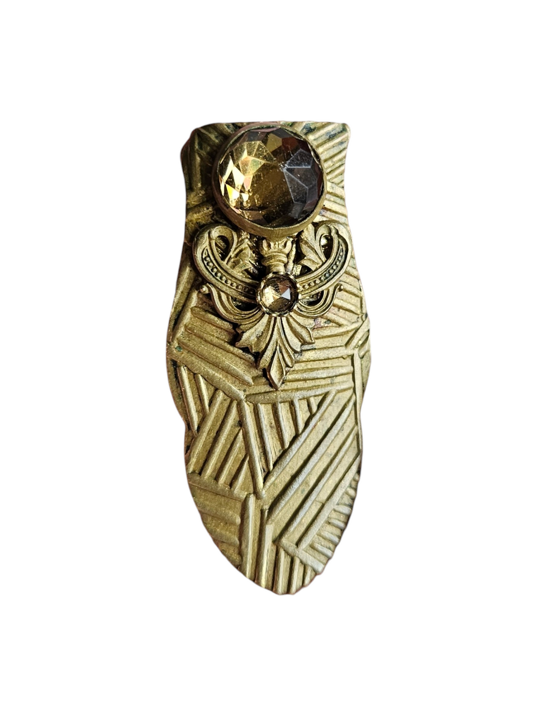 1930s Czech Bronze Glass Dress Clip
