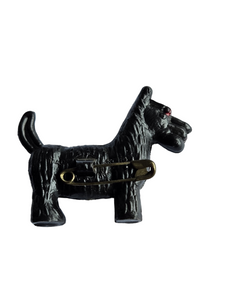 1940s Black Celluloid Dog Brooch