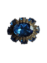 Load image into Gallery viewer, 1930s Czech? Blue Glass Brooch
