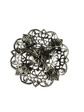 Load image into Gallery viewer, 1930s Czech Pale Blue Glass Filigree Brooch
