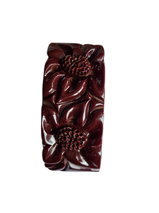 1940s Deep Burgundy Carved Bakelite Clamper Bangle