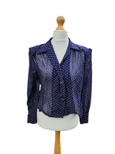 Load image into Gallery viewer, 1940s Navy Blue and White Fleck Blouse

