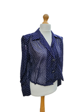 Load image into Gallery viewer, 1940s Navy Blue and White Fleck Blouse
