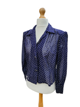 Load image into Gallery viewer, 1940s Navy Blue and White Fleck Blouse
