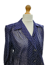 Load image into Gallery viewer, 1940s Navy Blue and White Fleck Blouse
