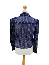Load image into Gallery viewer, 1940s Navy Blue and White Fleck Blouse
