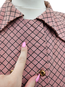 1940s Pink Checked And Black Colour Block Dress