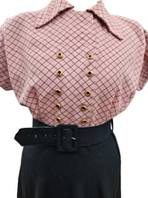 Load image into Gallery viewer, 1940s Pink Checked And Black Colour Block Dress
