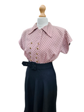 Load image into Gallery viewer, 1940s Pink Checked And Black Colour Block Dress
