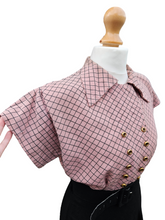 Load image into Gallery viewer, 1940s Pink Checked And Black Colour Block Dress
