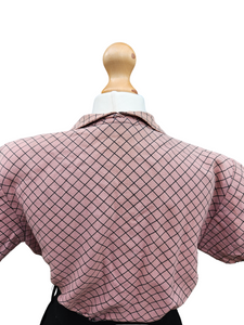 1940s Pink Checked And Black Colour Block Dress