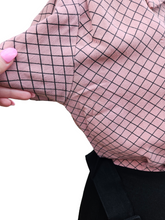 Load image into Gallery viewer, 1940s Pink Checked And Black Colour Block Dress
