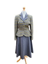 Load image into Gallery viewer, 1940s/1950s Grey and Yellow Striped Wool Suit
